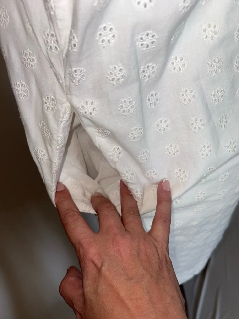 J. Crew White Eyelet Lace Relaxed Fit Cotton Shirt Dress Size 4 - Picture 9 of 9